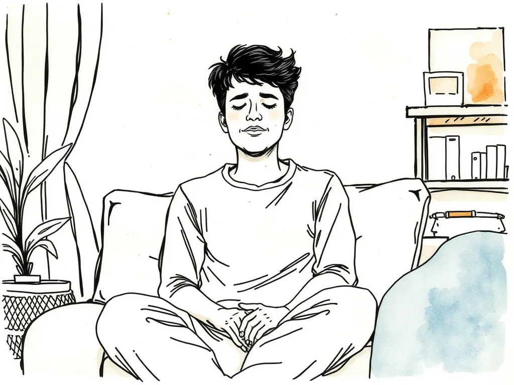 Person practicing relaxation techniques, illustrating a key component of CBT-I sleep therapy.