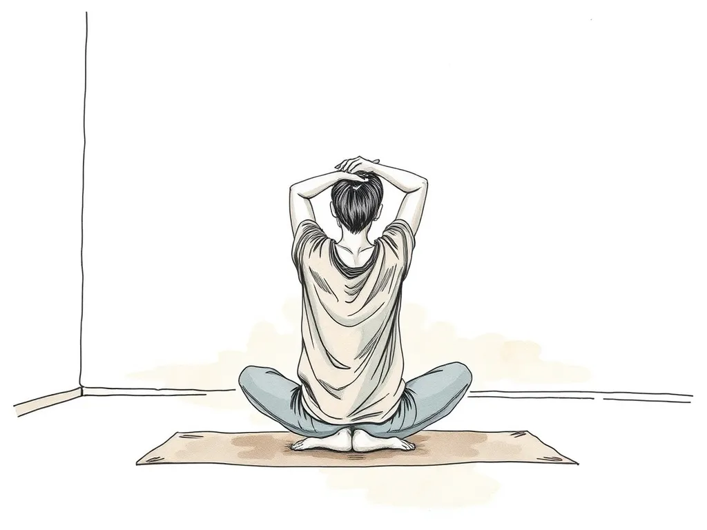 Person performing mindful stretching, representing relaxation techniques and drug-free sleep therapy.